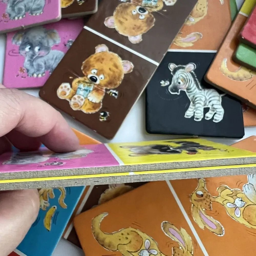 Vintage 1970s Whitman Animal Dominoes Matching Game 30 Cardboard Tiles